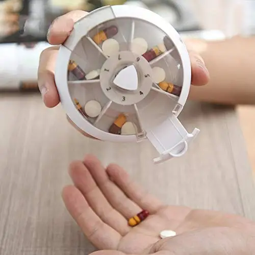 Round Pill Box 7 Day Organizer Medicine Daily Weekly Medication Holder Travel