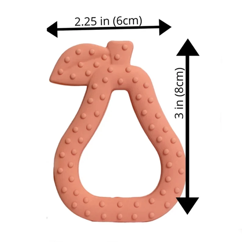 Hot Pear Fruit Shape Bpa Free Baby Silicone Soothing Teether Silicone Teething Rings Molar Infant Toys Silicone Baby Teether Set