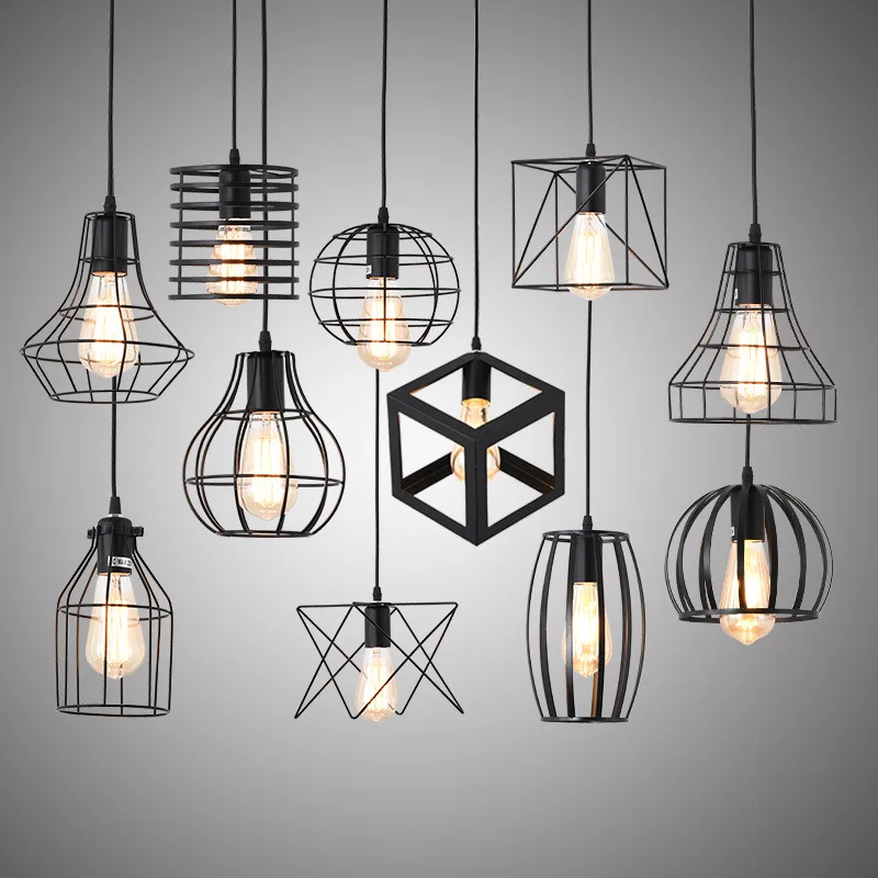 Iron Material Retro Pendant Lights E27 Base Loft Ceiling Light Modern Office Indoor Lighting Industrial Hanging Lamps Chandelier