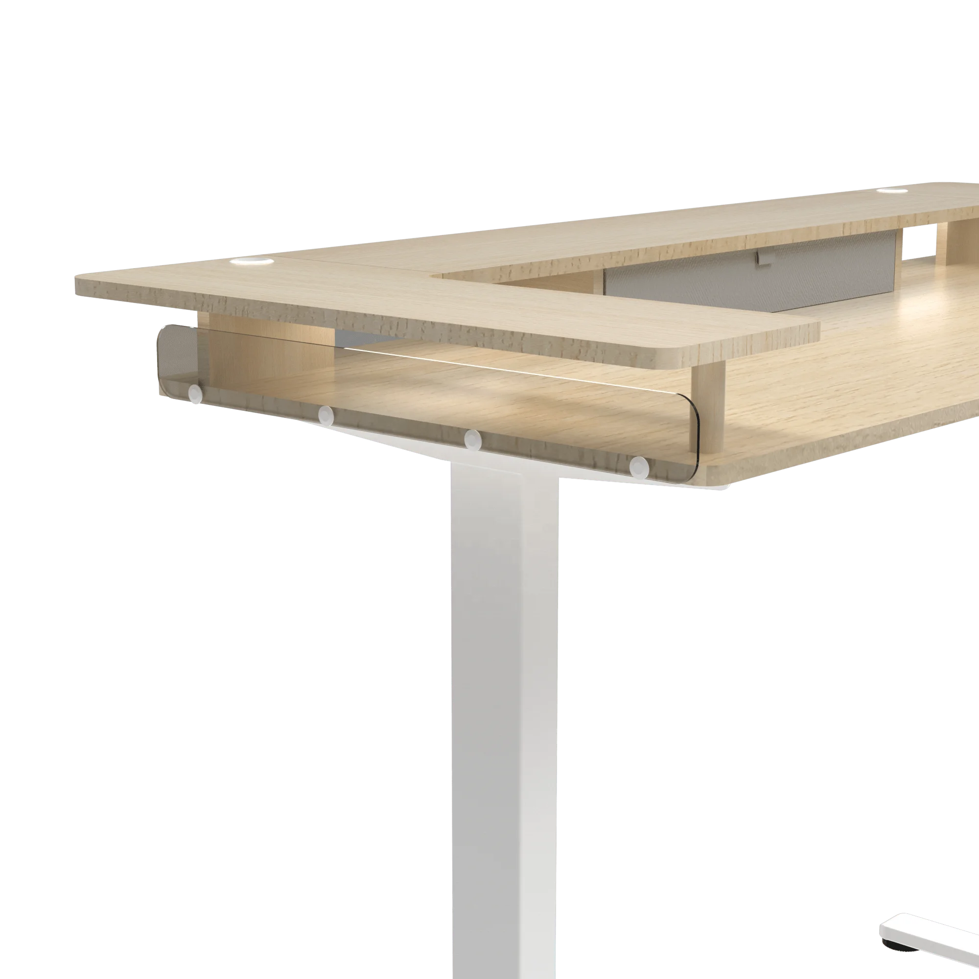 V-mounts Adjustable wooden desk for commercial use with Fabric drawers and double platform design JSD5-02-ZW-U