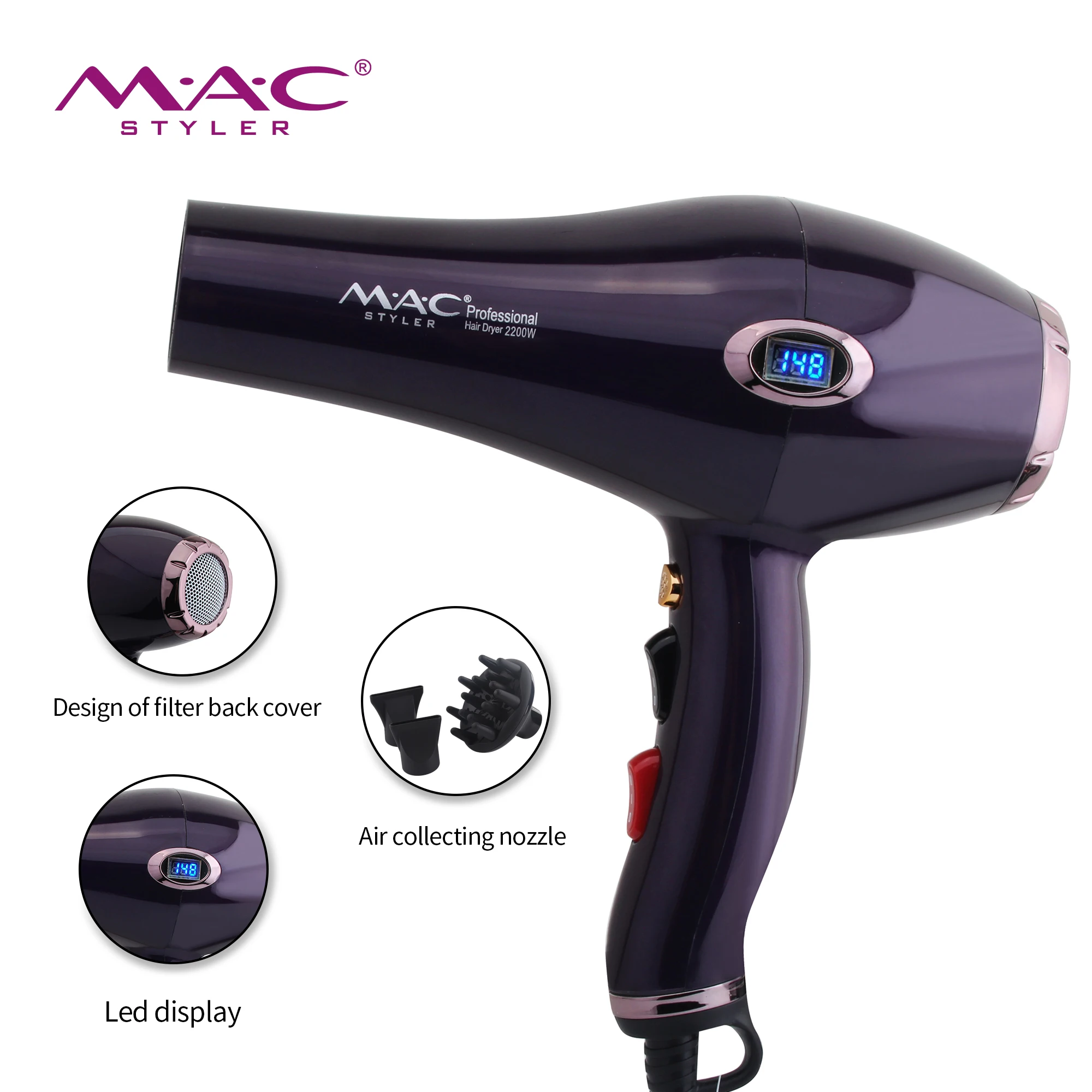 Good Saling Professional Salon Hair Blower 2500W Powerful Heat & Cold New Household Best Custom Hair Dryer