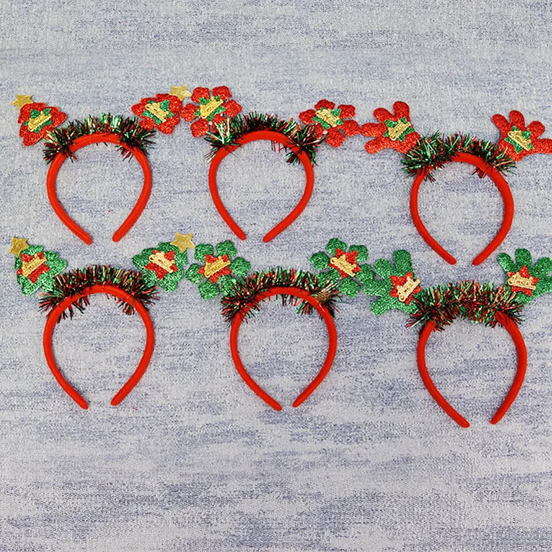Christmas Headbands Hair Bands Christmas Tree Glitter Headbands Holiday Party Gift Costume for Women Party Cosplay Decoration