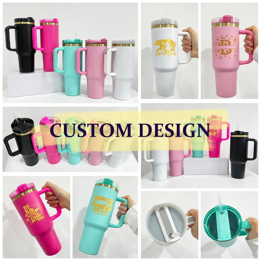 custom design Assorted Colors thermal outdoor sports powder coated H2.0 40oz gold plated tumbler tumbler with lid and straw