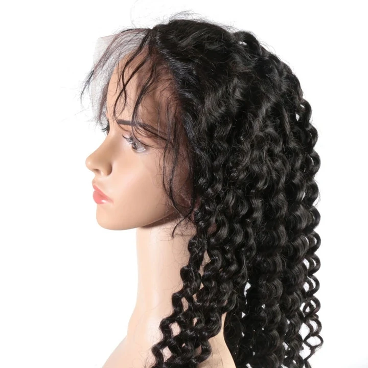 Ready to ship virgin indian remy human hair Preplucked swiss lace loose wave pony lace frontal wig