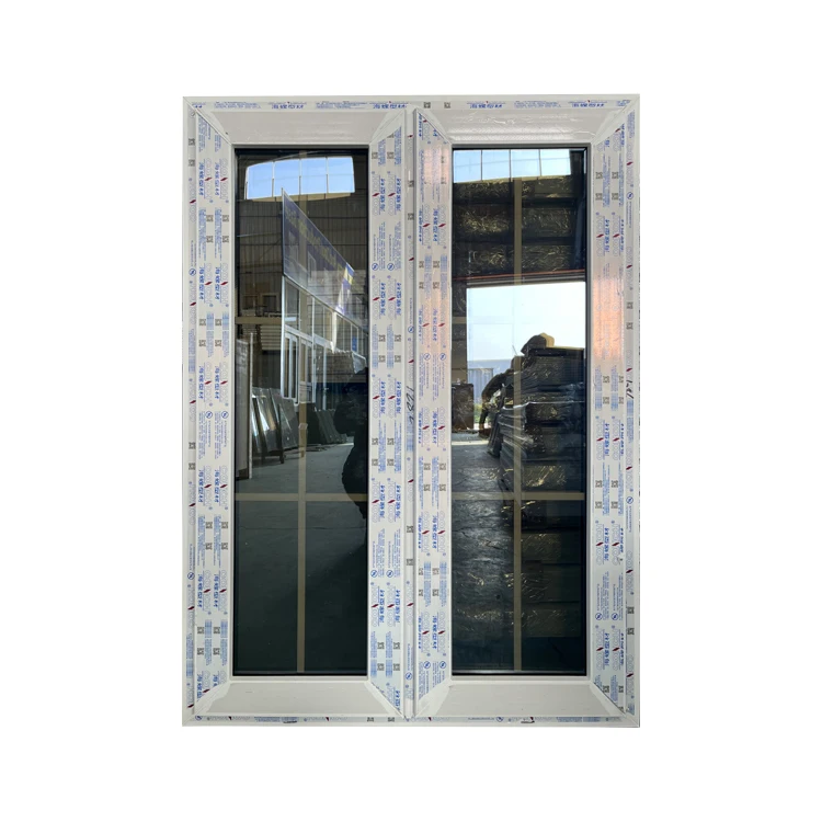 Водонепроницаемый Upvc ураган удар двойное стекло окна ПВХ французские створчатые качели