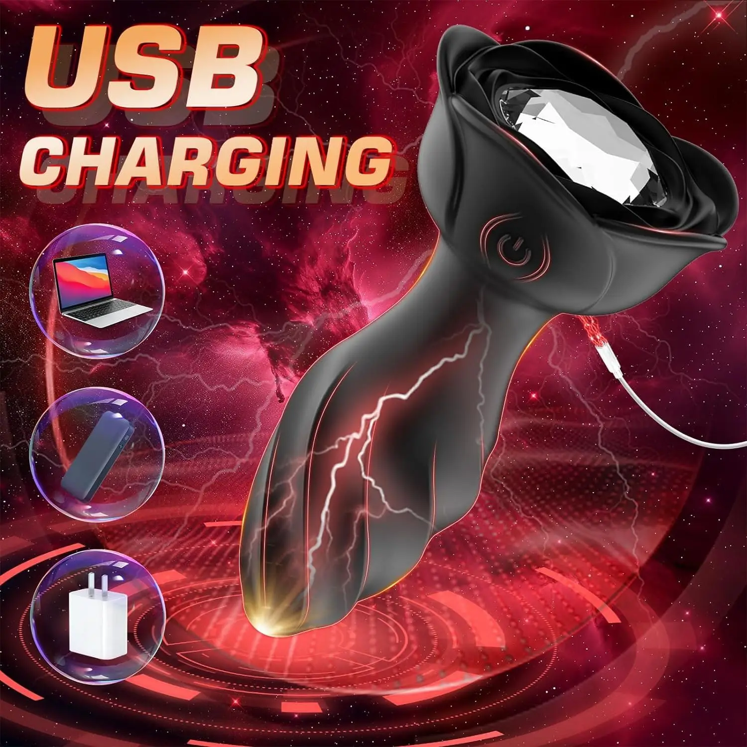 Anal Sex Toy Rose Vibrator for Women Remote Control Butt Plug with 10 Modes Vibrating Prostate Massager Silicone Stimulator