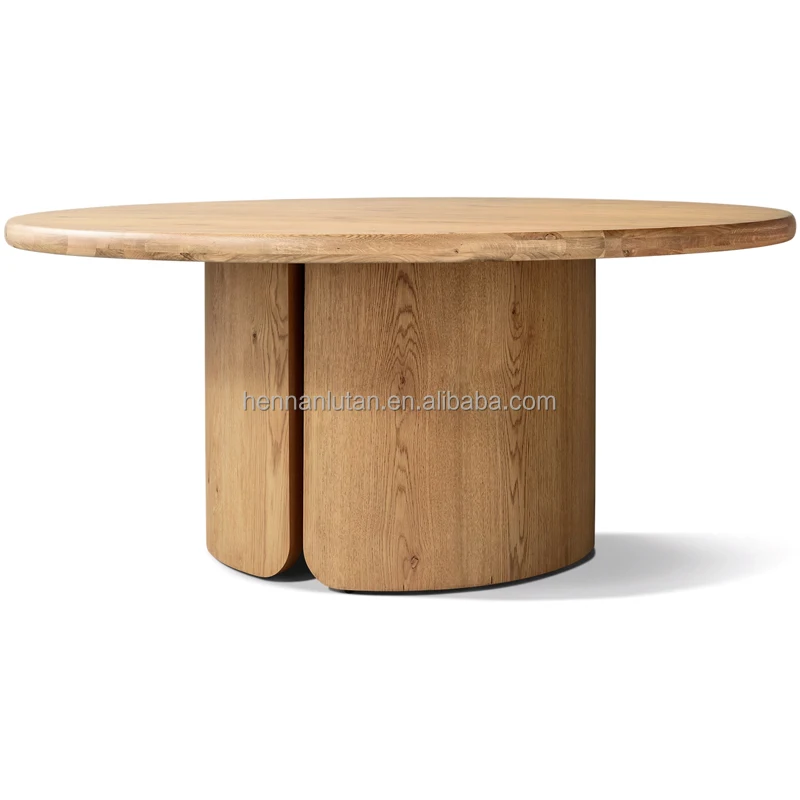 Modern Luxury Table Unique Split Base Curved Edges Furniture Home Wooden Round Dining Tables