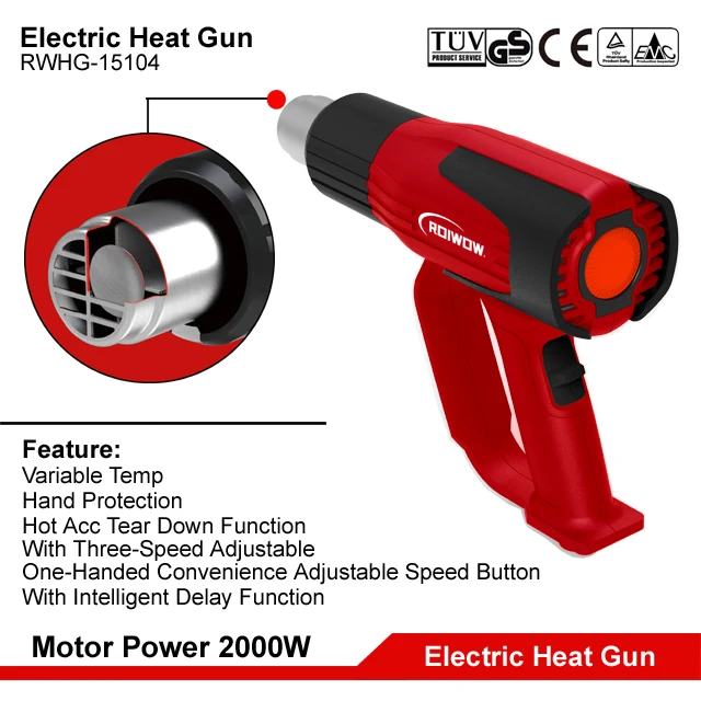 2000W Portable Electric Hot Air Heat Gun Temperature For Plastic Welding Shrink Tubing Soldering Station Craft Heat Gun Machine