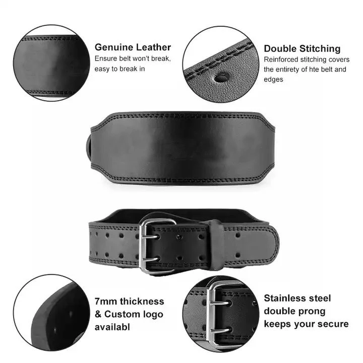 Custom High Quality Cowhide Fitness Training Lift Belt 4 inch Prong Leather Weight Lifting Belt For Men Gym WeightLifting Belt