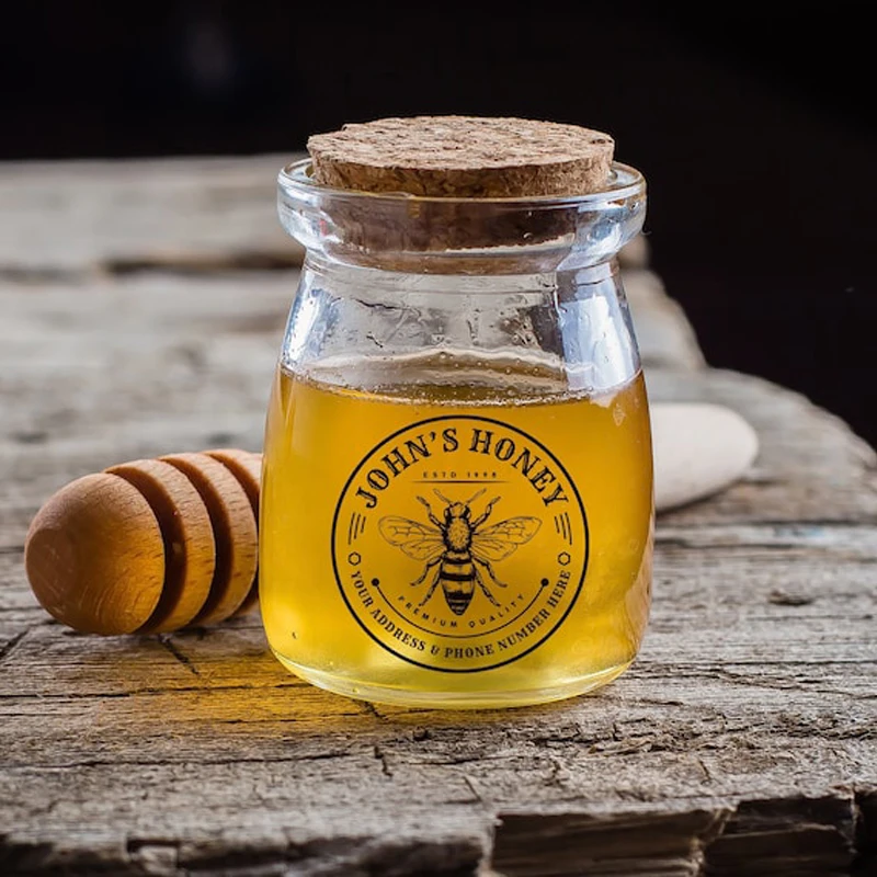 Hot sale custom waterproof transparent honey bottle labels and stickers
