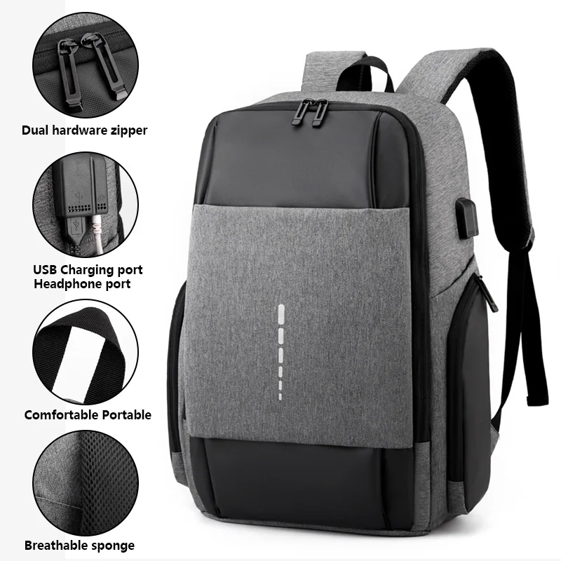 Custom logo 2022 mochila men business waterproof backbag black anti theft usb smart travel bagpack laptop back bag pack backpack