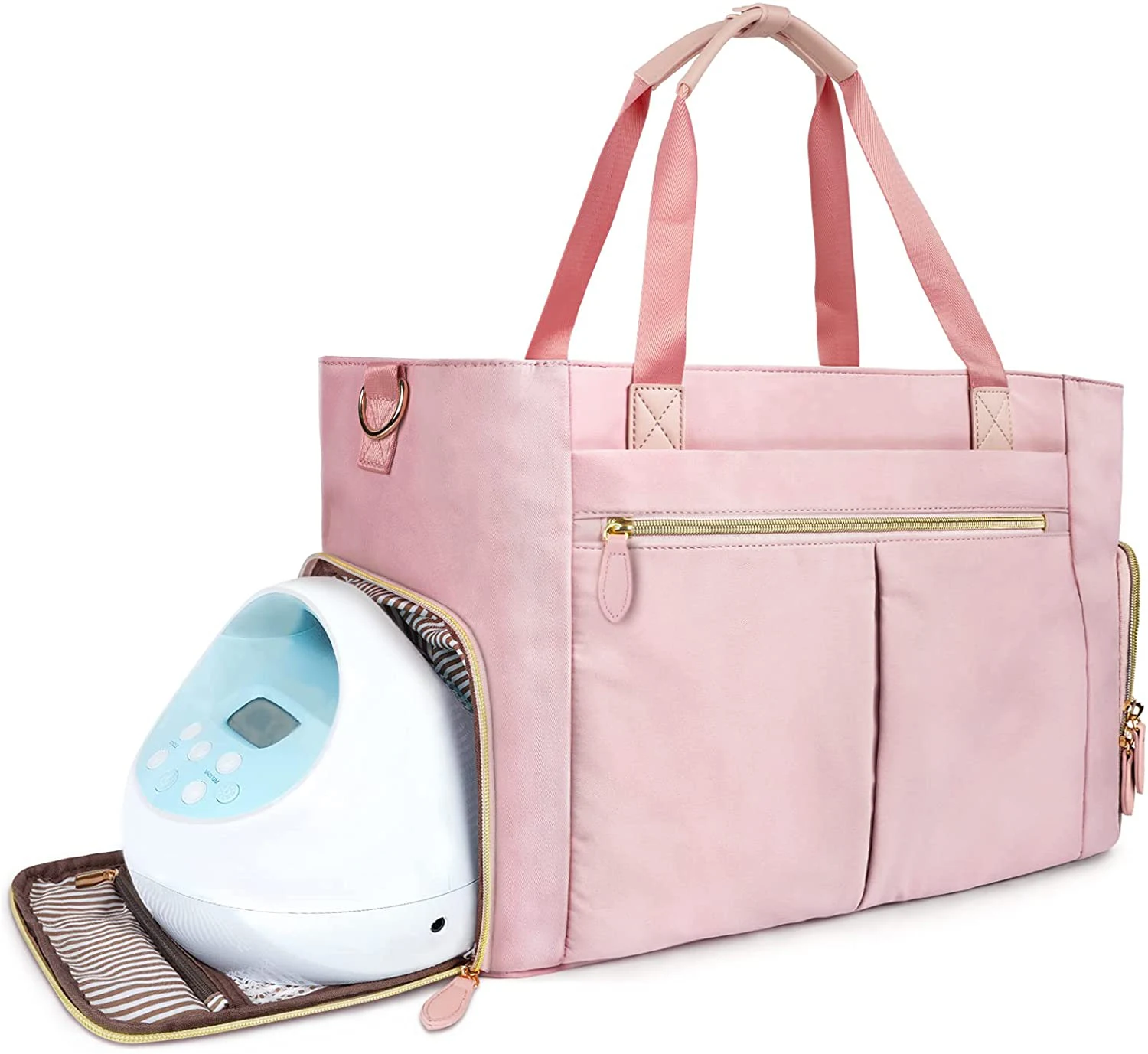 Breast Pump Bag Diaper Tote Bag with 15 Inch Laptop Sleeve Fit Most Breast Pumps