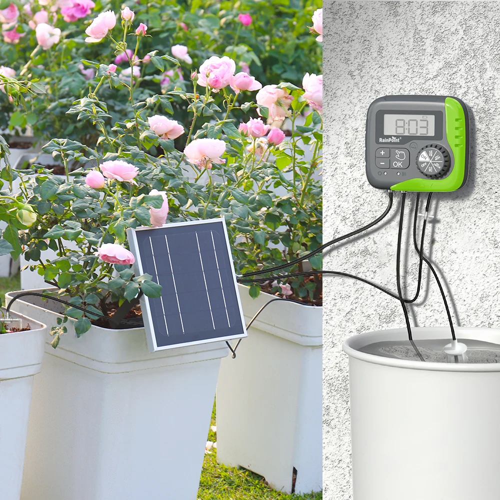 Rainpoint Solar Irrigation Pump Timer self watering system for Pot Plants indoor greenhouse watering system