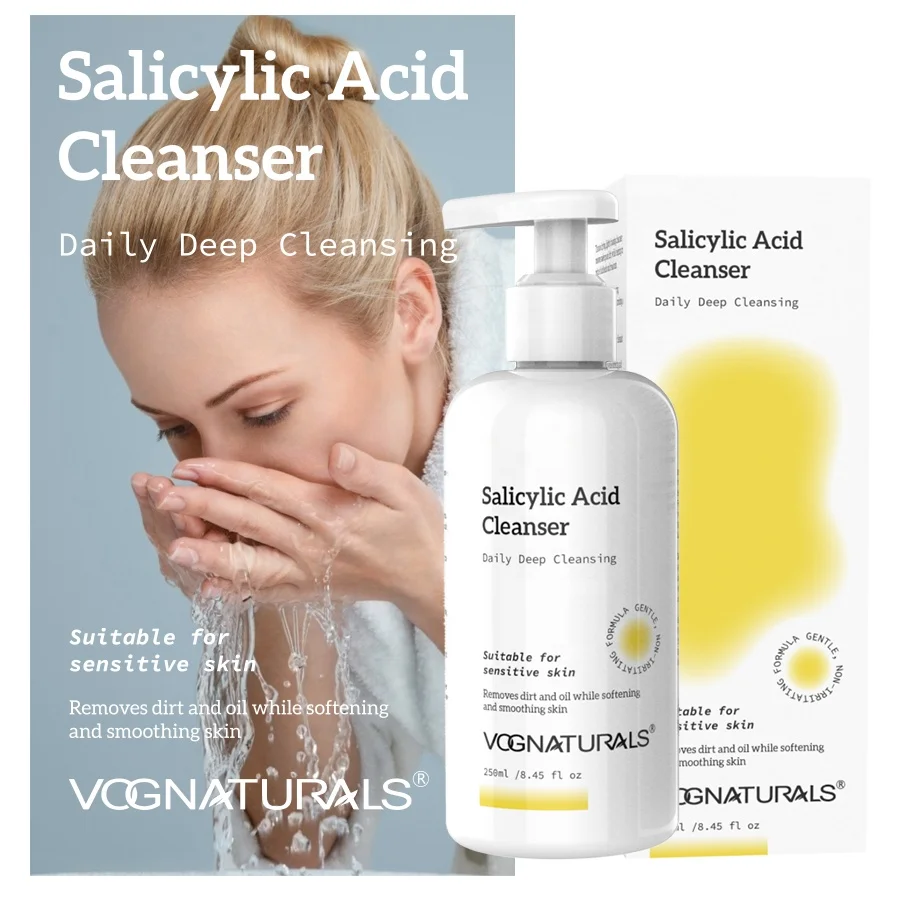 Private Label Natural Vegan And Gentle Exfoliating Formula Face Wash Daily Deep Cleansing Anti Acne Salicylic Acid Face Cleanser