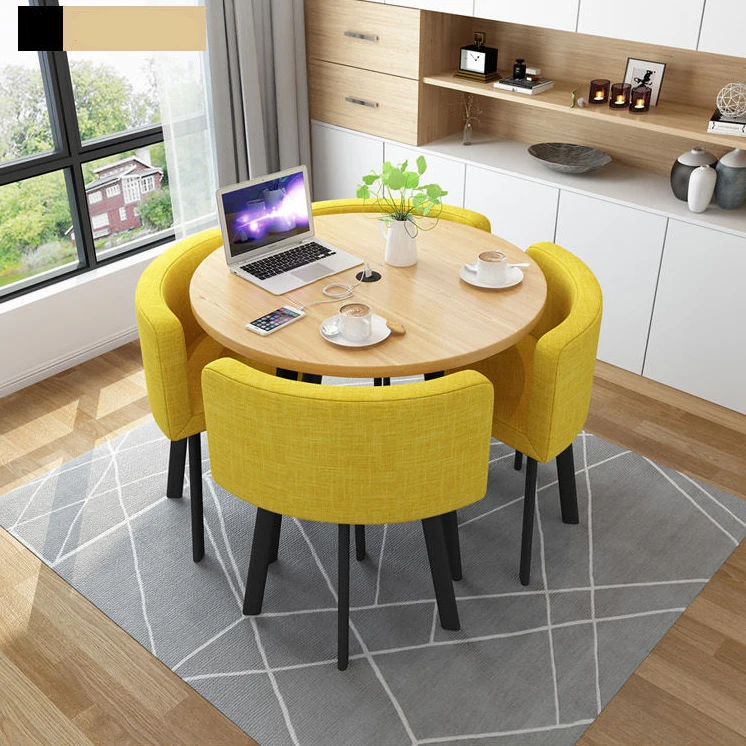 Luxury modern restaurant kitchen dining room table round MDF bar wooden single 5 piece kitchen dining table sets for small space