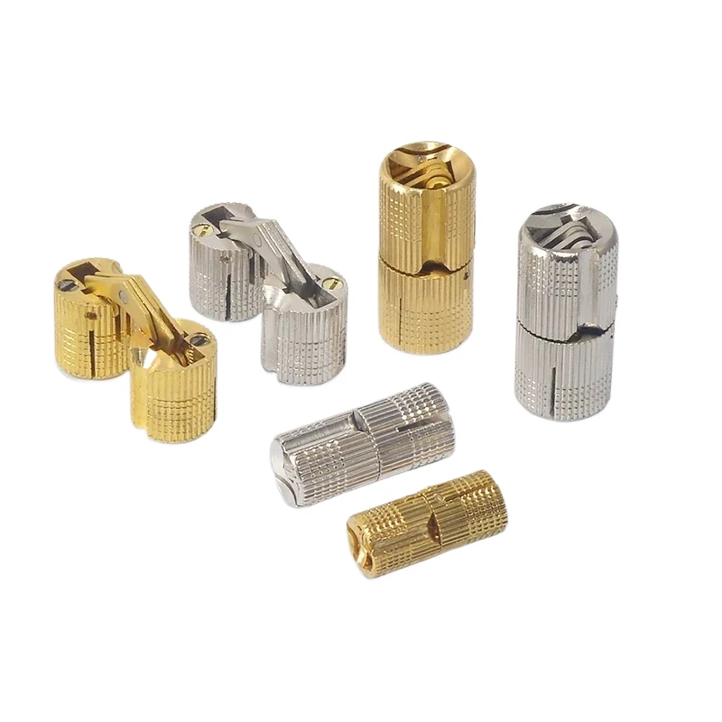 Full Brass Concealed Hinge Furniture Cylindrical Hidden Barrel Hinge Invisible Electric Box Folding Accessories Flush-Mounted