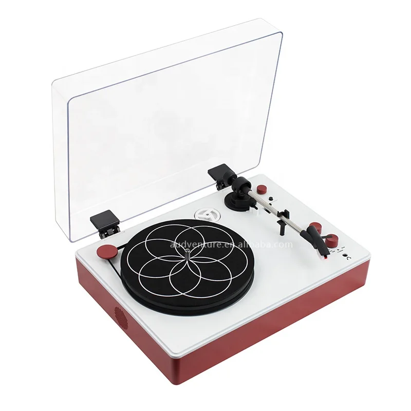 Vinyl Turntable Record Player with Dust Cover External Belt Drive Blue tooth Gramophone Phonograph