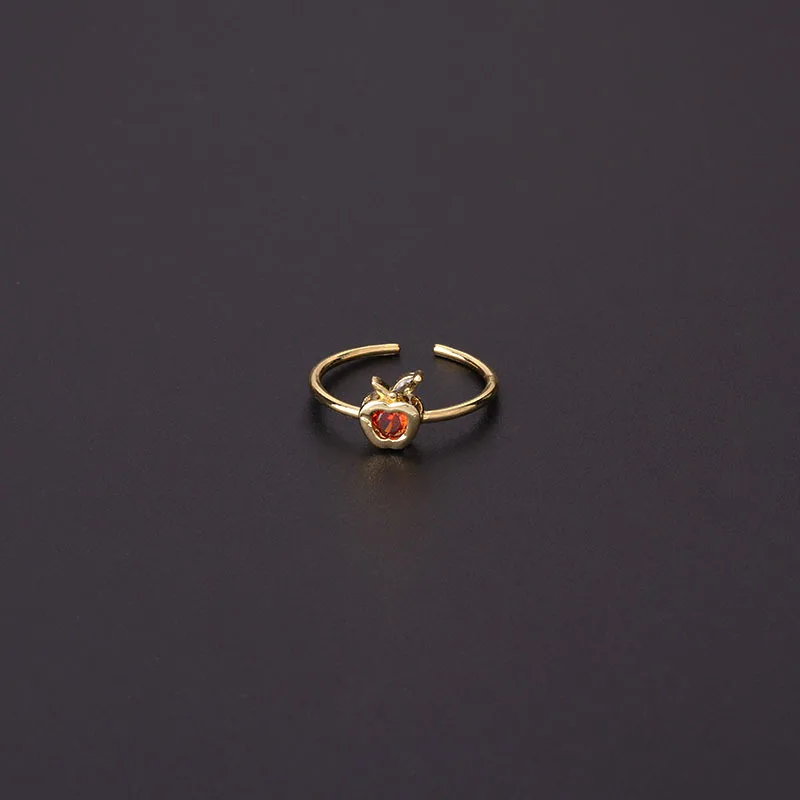 New Arrivals Gold Ring Fruit Finger Rings Gold Plated Adjustable Zircon Ring for Women Girls