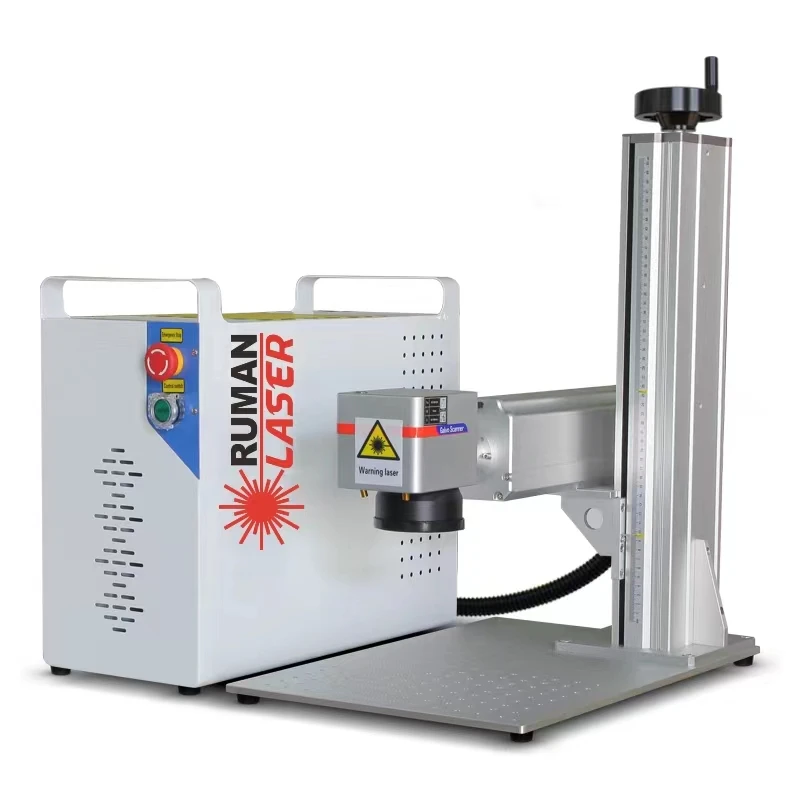JPT Fiber Laser Marking Machine  50W, 300*300mm with 80mm Rotary Axis and Hightened 800mm Tower Lightburn Compatible