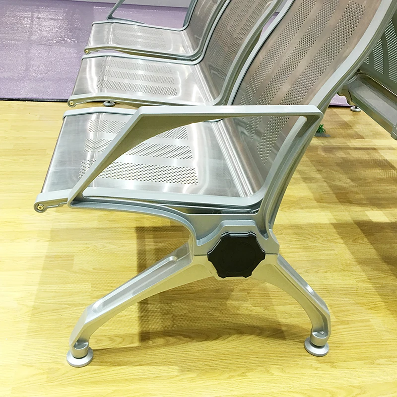 New Arrival Bank Station Public Hospital Waiting Conference Room Bench Triangle Chair 1-5 Seat Silver Airport Steel Chair