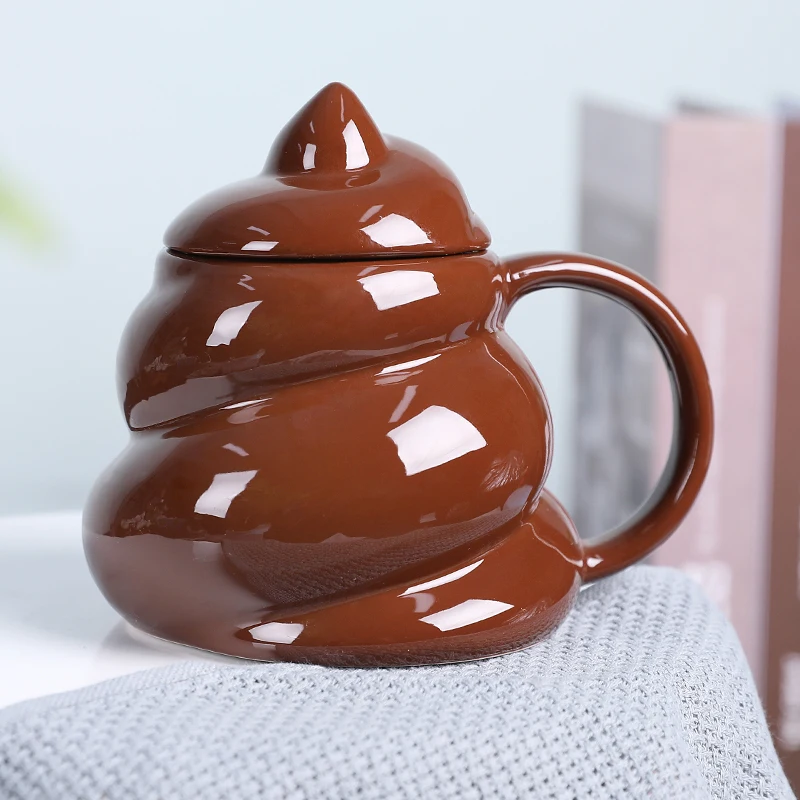creative brown color funny cartoon poop design ceramic milk mug porcelain coffee cup