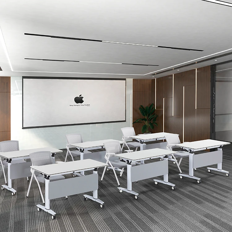 Office Furniture staff meeting room desk with wheel drawers school student study foldable training tables with caster