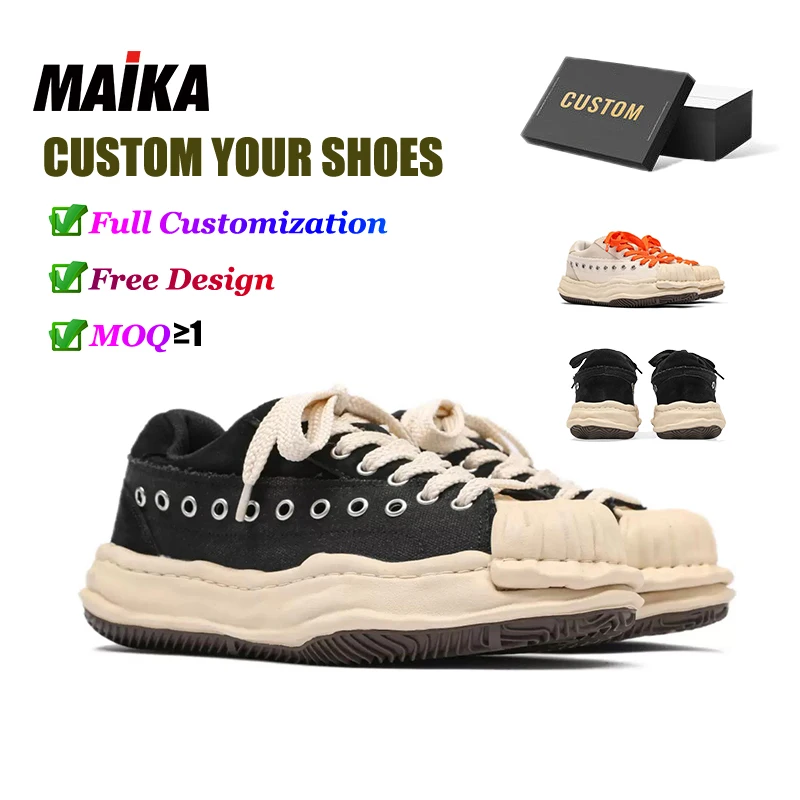 Design Shoes Men Custom Logo Skateboard Shoe Sporty Lace Up Vulcanized Canvas Sneakers Thick Sole Height Increasing Shoe Women