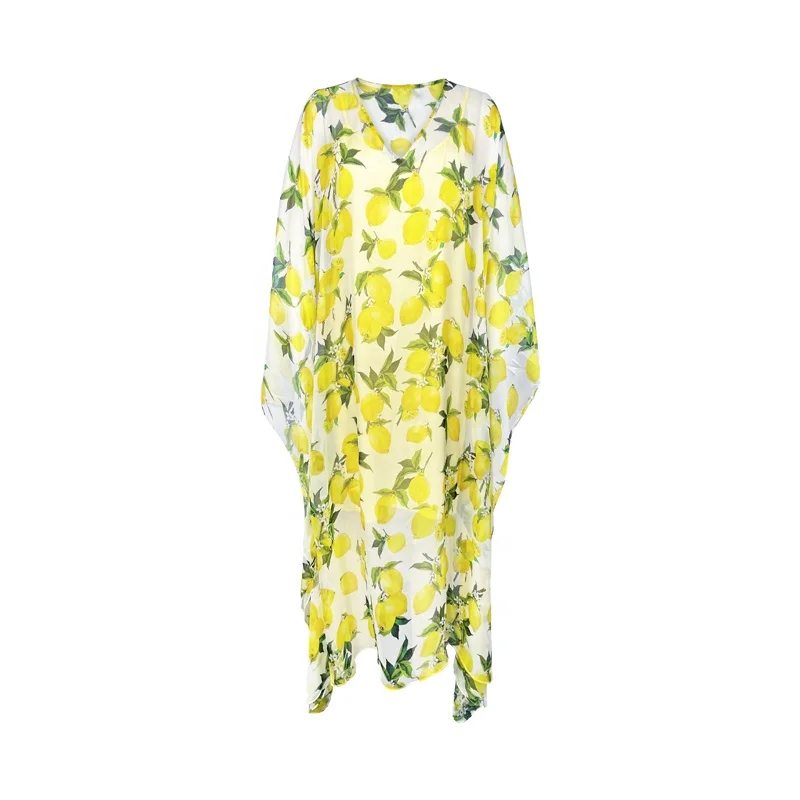 2022 Hot Sale Summer New Design Breach Wear  Breathable  Silk Chiffon Print Ladies Dress OEM Service and ODM Sevice e