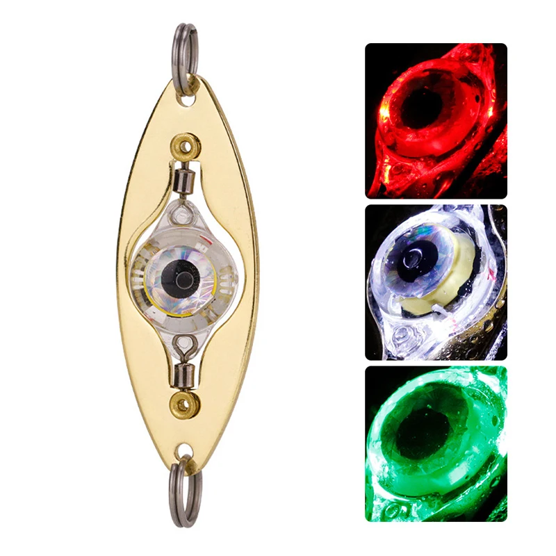 WeiHeMetal Eye Shape LED Lure Light Fishing Squid Fluorescent Flash Lamp Attracting Fish Bass Spoon Underwater Fishing Accessory