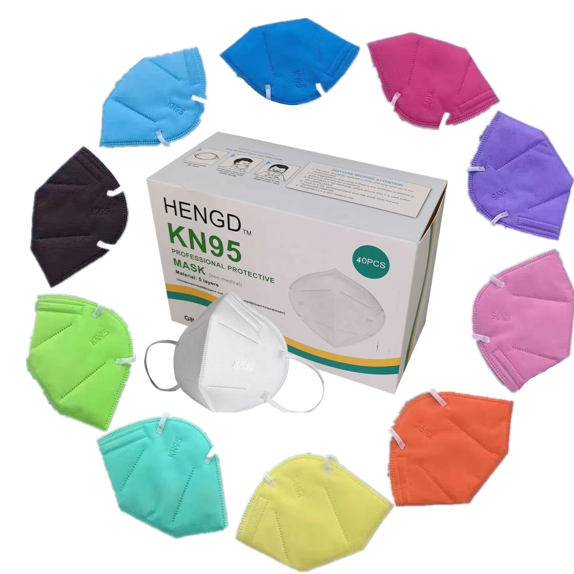 
Grey purple pink balck blue white orange Disposable mask pattern KN95 Face Mask 5 Ply Anti Pollution Dust Haze KN 95 Face 