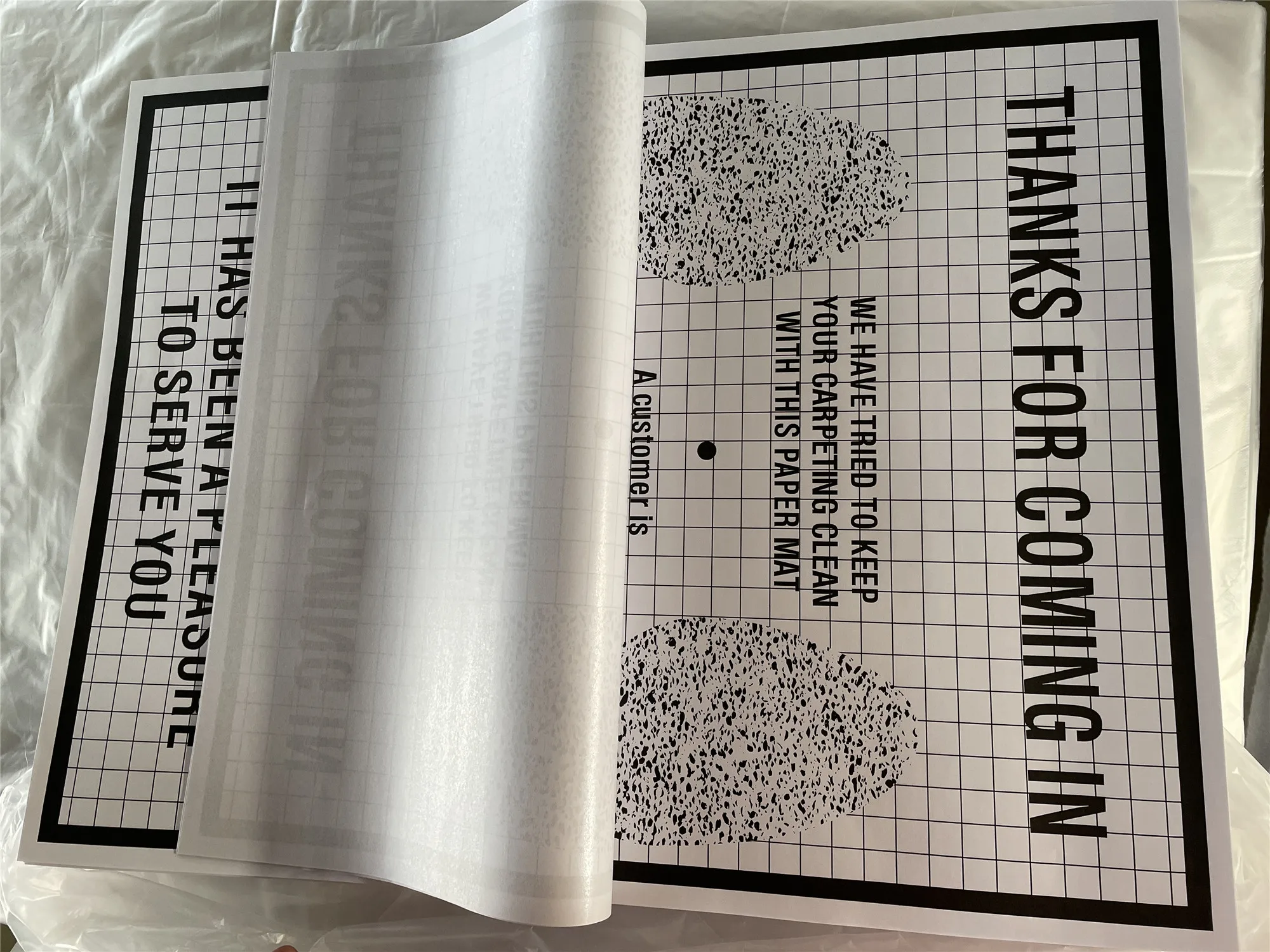 Custom White Disposable Paper Car Floor Mat Anti Slip Thank You Floor Mat for Car Wash