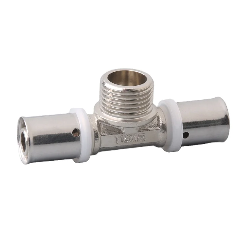 hot sale china factory 32mm press brass fitting male press tee for floor heating pex pipe