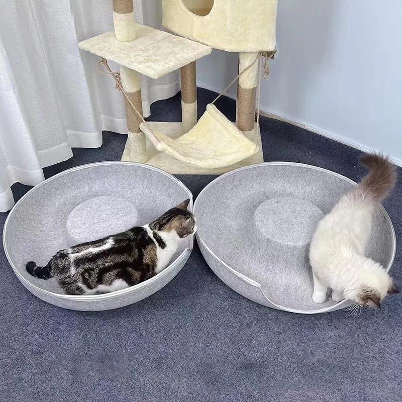 Cat Hole Tunnel Nest Bed Detachable Felt material washable Funny Cat Donut Tube Toy  Double-layer composite structure cat bed