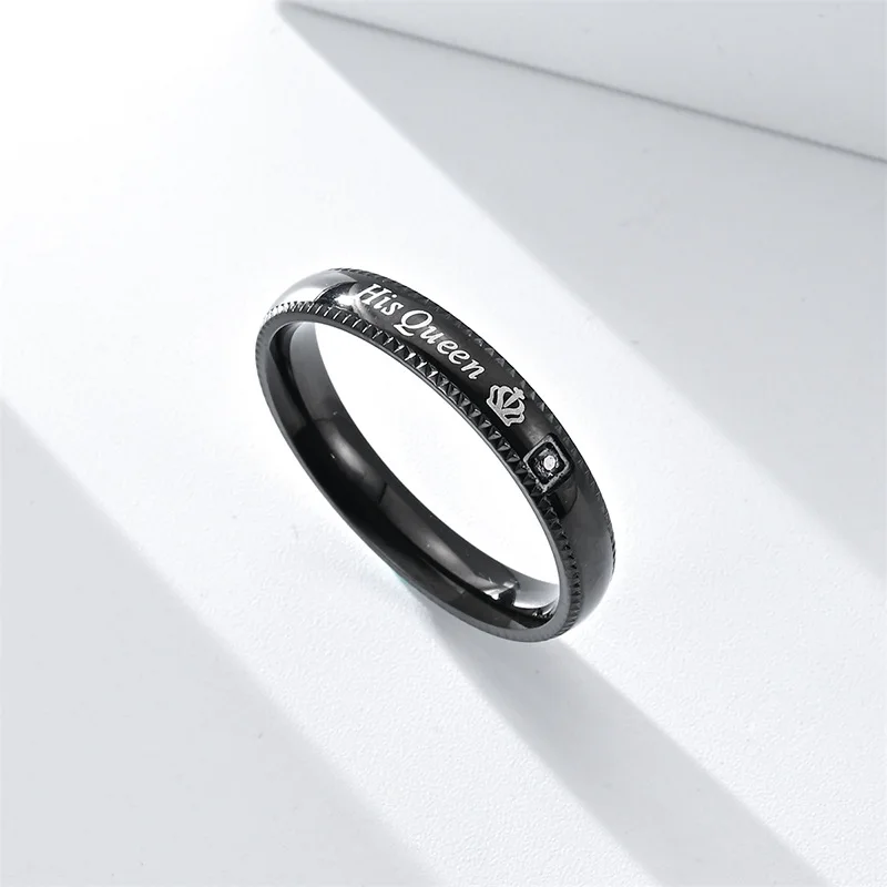 Fashion Her King His Stainless Steel Couple Ring Crown Titanium