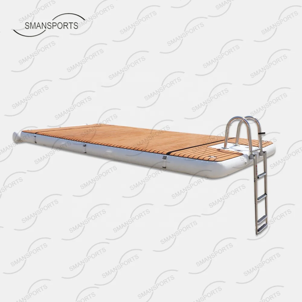 drop stitch fabric inflatable jetski dock station teak leisure swim platform water floating party island