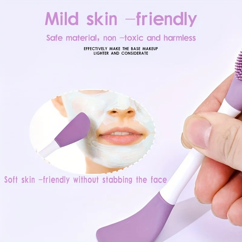Beauty Planet Custom Face Silicone Brush for Facial Cleans Brush Eouble Ended Silicone Facial Cleansing Mask Clay Brush Spa Tool