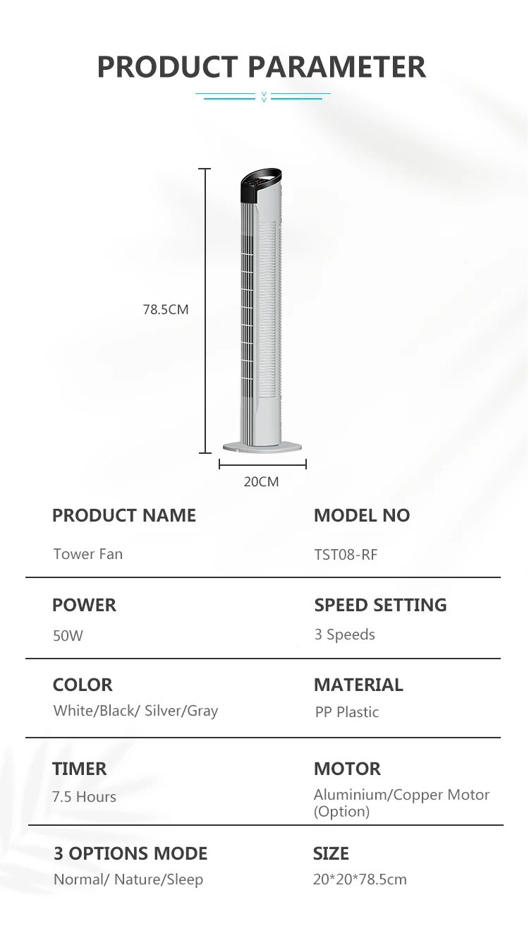 36 Inch plastic white color mount Remote control air cooling oscillating portable mini tower fan