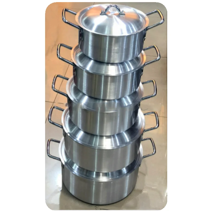 Hot selling 5PCS large thick Aluminum outdoor camp cooking pot utensils cookware sets