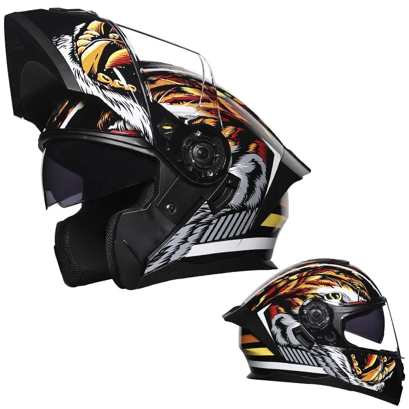 Motorcycle Helmet Four Seasons Cycling Men and Women V Uncover  DOT Double Mirror Full Helmet Full Cover Moto Helmet