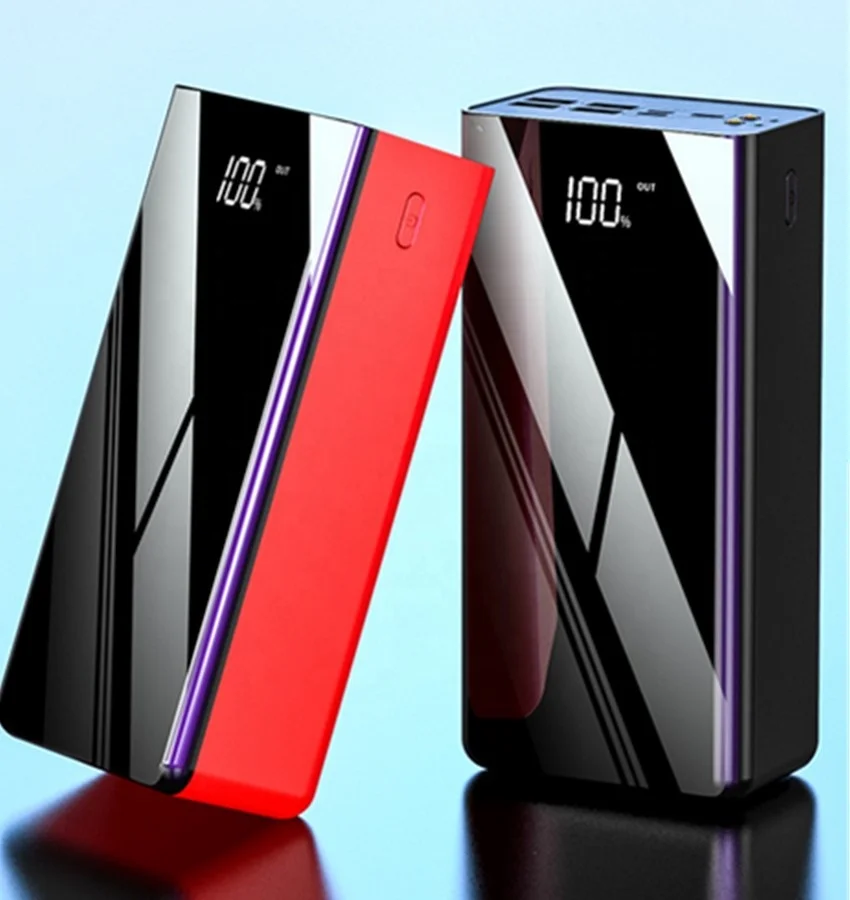 50000 mAh Зеркало Дополнительный внешний аккумулятор большой емкости Быстрая зарядка мАч Power Bank 4 USB выход 3 входными портами Android