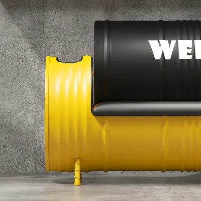 Retro iron oil barrel outdoor restaurant bench metal outdoor leather sofa industrial metal dining accent leather chair