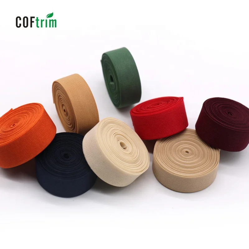 
guangzhou factory Eco-Friendly 5/8 Fold Over Elastic tape Flat elastic bias Binding Tape for shoes garment 