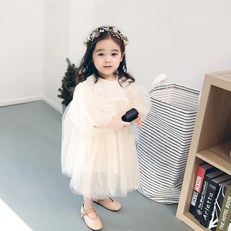 
Fashion Europe Style Elegant Baby Girls Princess Dress White Little Girl Skirt 