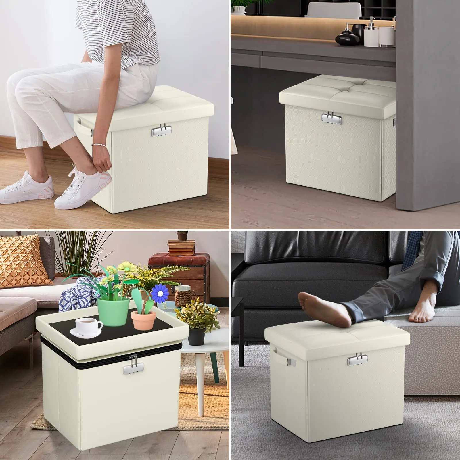 Fireproof Silicone-Coated Footstool Wholesale Foldable Clothing Organizer with Non-Itchy Feet Toy Storage Stools & Ottomans