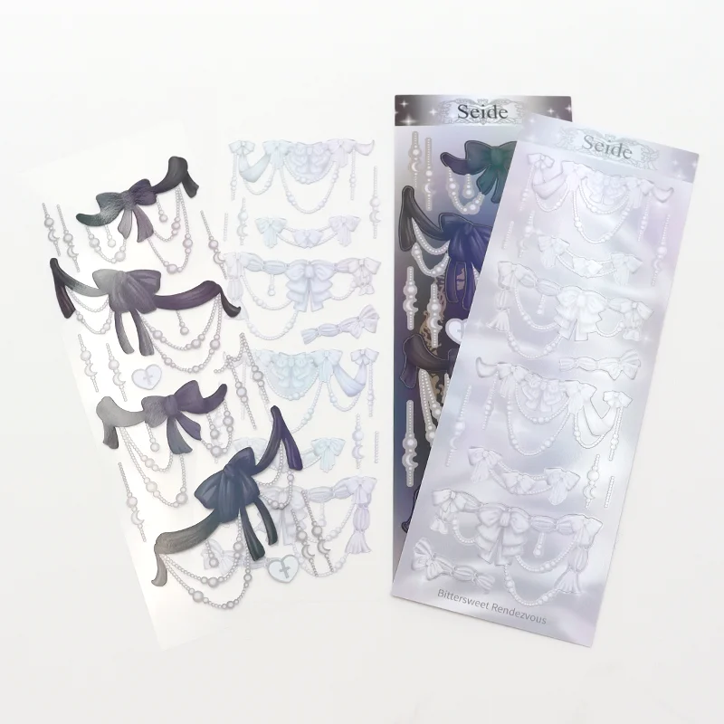 Custom Clear Transparent Vinyl Labels Kawaii Vinyl Glitter Stickers Sheets Kiss Cut Sheet Printing Sticker for Kids