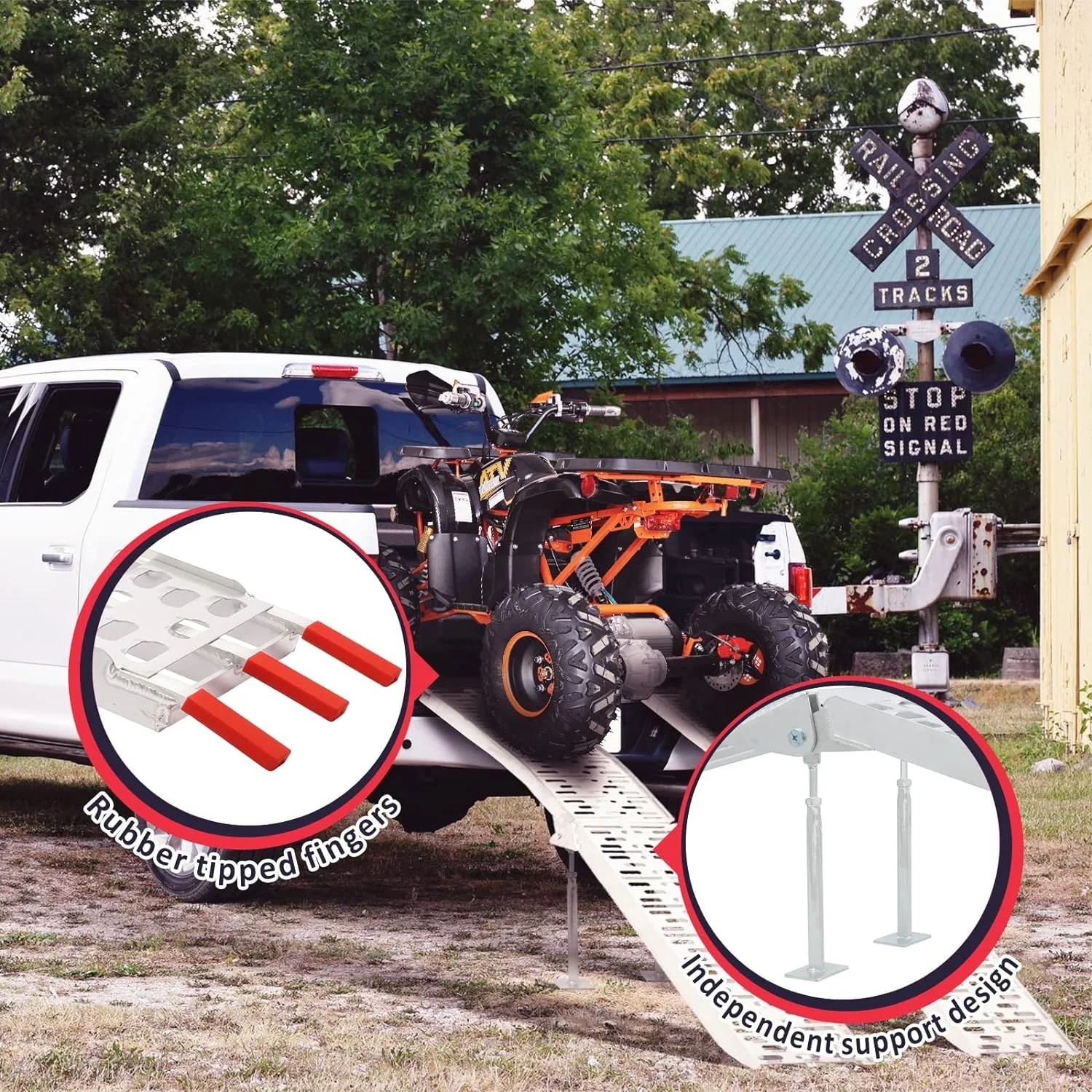 Aluminum Folding Ramps ATV Loading Ramps for Pickup Truck, Motorcycles, Dirt Bikes, Lawnmowers, Snowblower