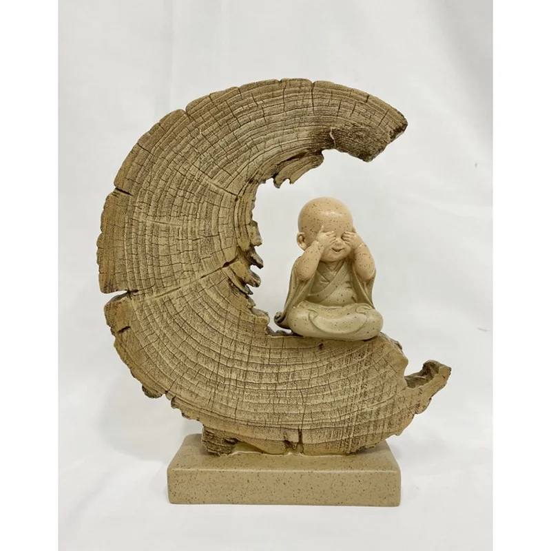newly resin molds  meditation decor fengshui cute little monk on base statue