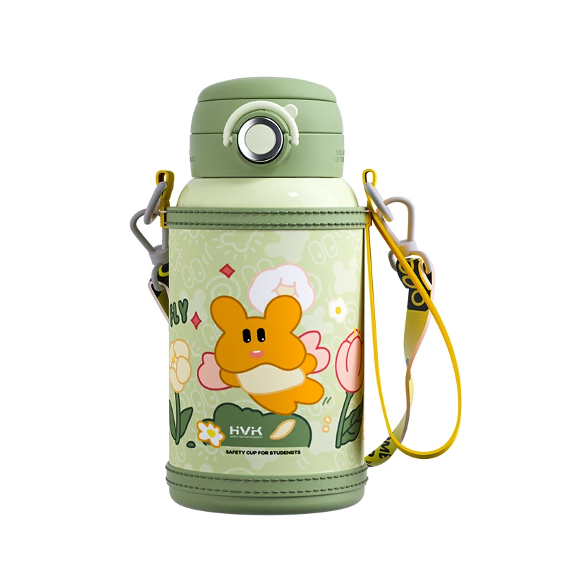 Stainless Steel Water Bottle 30oz 600mL All In 1 Leakage-proof Locking Ring with Small Pot Strap Handle