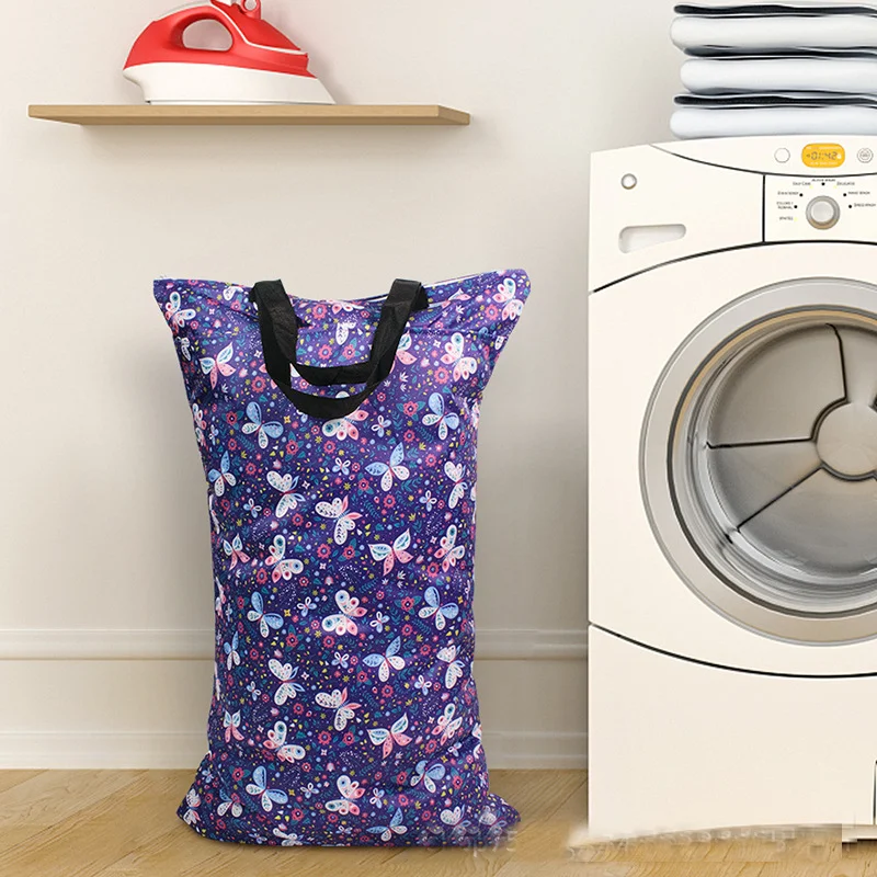 Custom Reusable Large Zipper Wet Dry Bag Baby Cloth Diaper Bags Nappy Wet Bag Waterproof With 2 Pockets