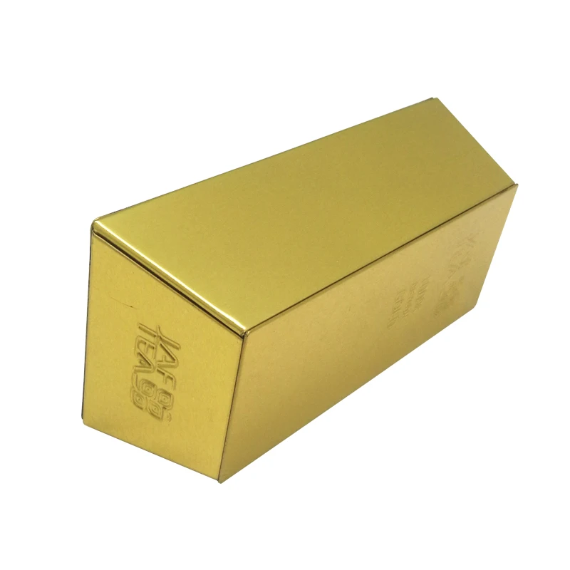Gold brick gift tin can for biscuit and chocolates